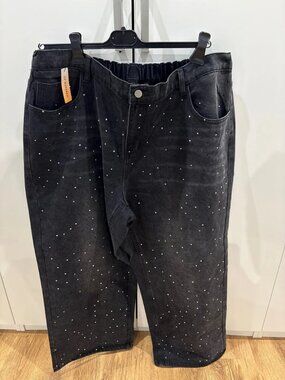 Black Glitter Boyfriend Jeans EU 52 / US 20W